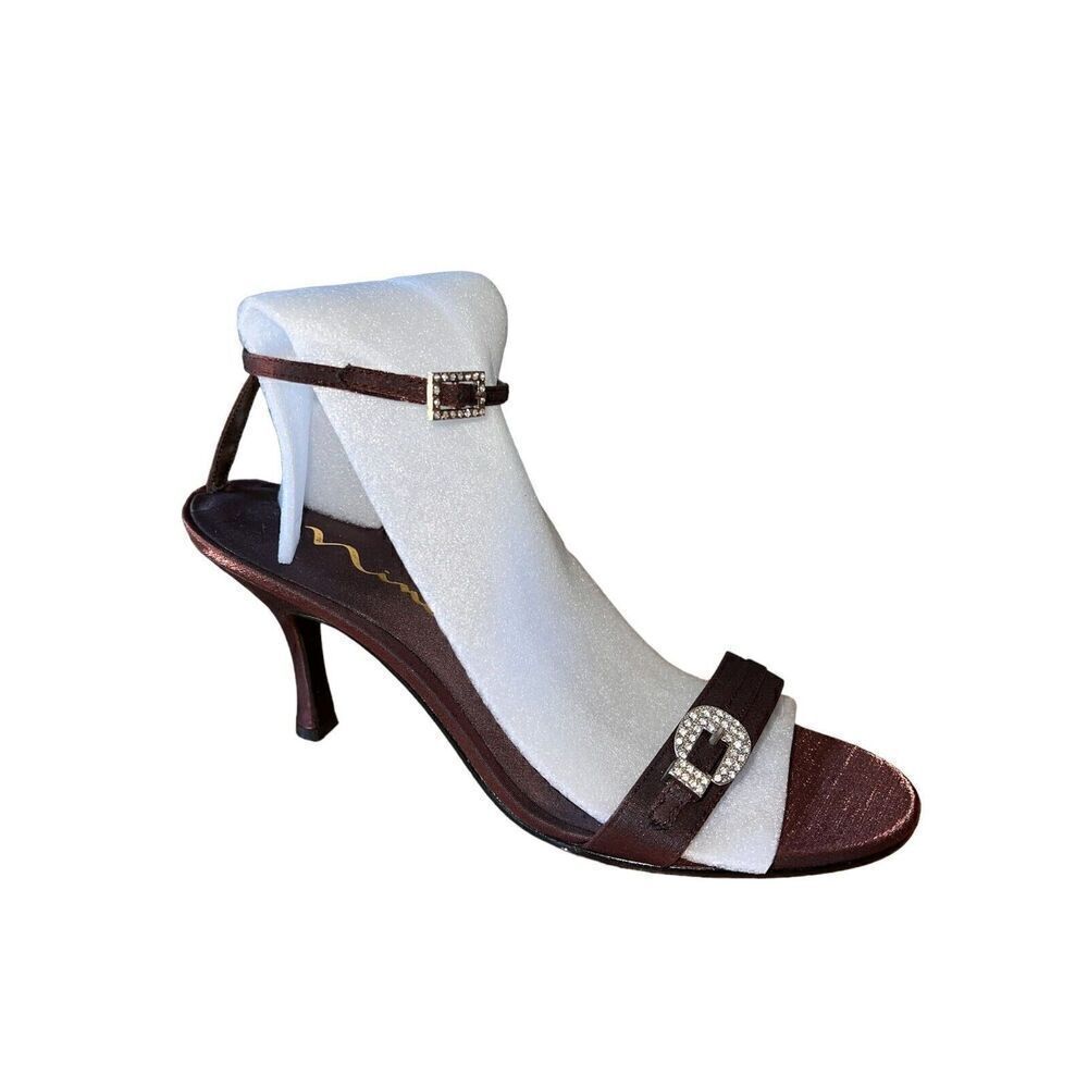Nina Villa YS Bronze Leather Strappy Heels Open Toe Womens Size 10 NEW